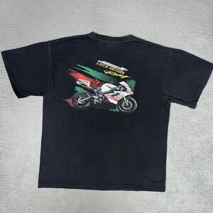 Keya Castrol Oil Triumph Racing T Shirt Men's Sz L Black Latus Motorcycle 2-Side